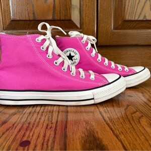 Converse High Top Sneakers in Bright Pink - Size 8.5